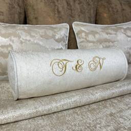 "Luxury Personalised Initial Embroidered Bolster Cushion 16""x6"