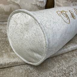 "Luxury Personalised Initial Embroidered Bolster Cushion 16""x6" - thumbnail 3