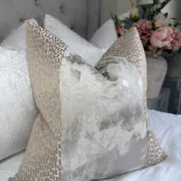 Gold Champagne Lumbar Cushion Cover Antelope/Tessere Modern Glam Pillow Case Handmade in Uk, Interior Designer - thumbnail 2