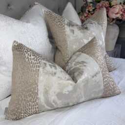 Gold Champagne Lumbar Cushion Cover Antelope/Tessere Modern Glam Pillow Case Handmade in Uk, Interior Designer - thumbnail 3