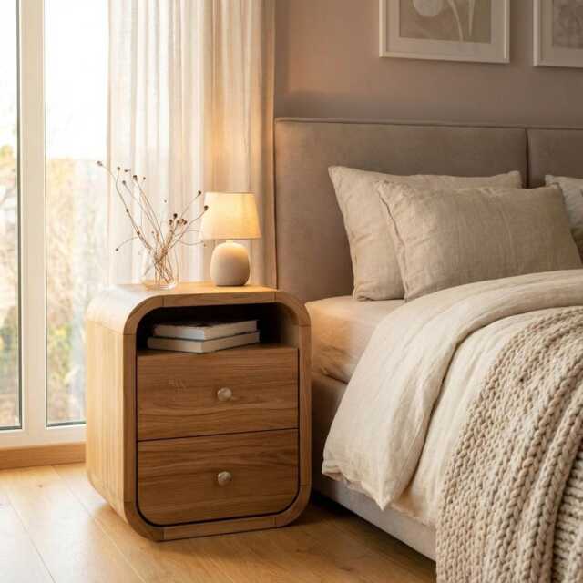 Solid Oak Nightstands Pair, Soft-Close Drawers, Bedside Tables - image 1