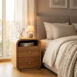 Solid Oak Nightstands Pair, Soft-Close Drawers, Bedside Tables - thumbnail 1