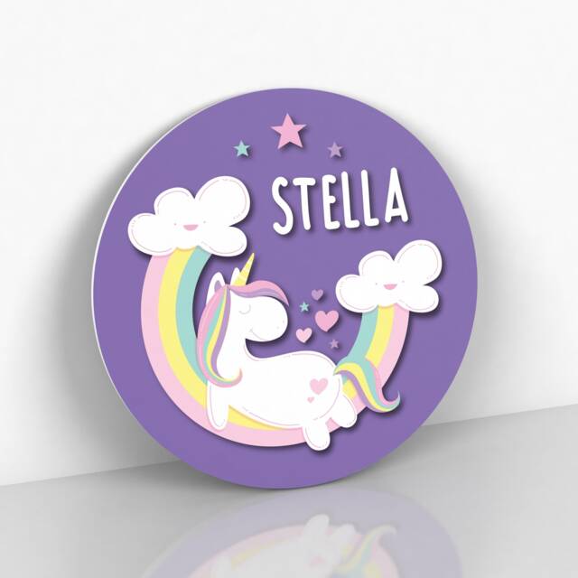 Unicorn Name Sign - Personalized Bedroom Decor Girls Room & Nursery Wall Art Unique Kids Signs - image 1