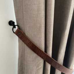 Handmade Antique Brown Leather Curtain Tie Back 3/4 Inch Wide Choice Of Fixing - thumbnail 4
