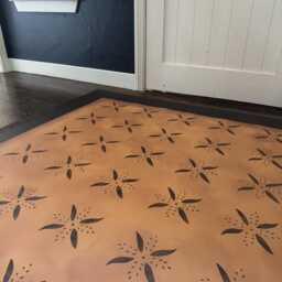 Early American Floorcloth. Primitive Floor Cloth. Folk Art Area Rug. Hand Painted Canvas Folk Rugs - thumbnail 2