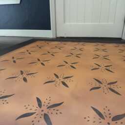 Early American Floorcloth. Primitive Floor Cloth. Folk Art Area Rug. Hand Painted Canvas Folk Rugs - thumbnail 4