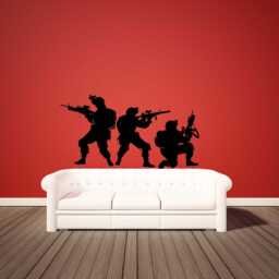 Military Wall Decal, Army Soldier Silhouette Art, Tactical Combat Decor, Swat Team Sticker, Veteran's Day Design - thumbnail 3