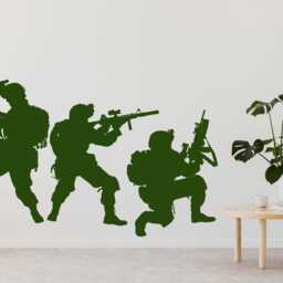Military Wall Decal, Army Soldier Silhouette Art, Tactical Combat Decor, Swat Team Sticker, Veteran's Day Design - thumbnail 2