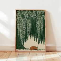 Sleeping Fox Under Wisteria Poster, Japanese Nature Wall Art - thumbnail 4