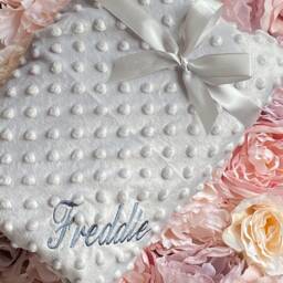 Personalised Baby Blanket Bubble Feel Grey Newborn New Gift Embroidered Name - thumbnail 2
