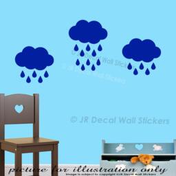 Rain Drop & Cloud Wall Decals, Kids Room Decor - Set Of 30 - thumbnail 3