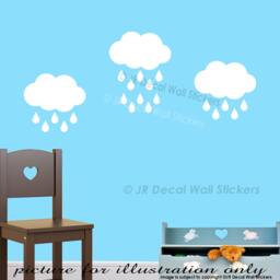 Rain Drop & Cloud Wall Decals, Kids Room Decor - Set Of 30 - thumbnail 1