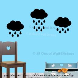 Rain Drop & Cloud Wall Decals, Kids Room Decor - Set Of 30 - thumbnail 2