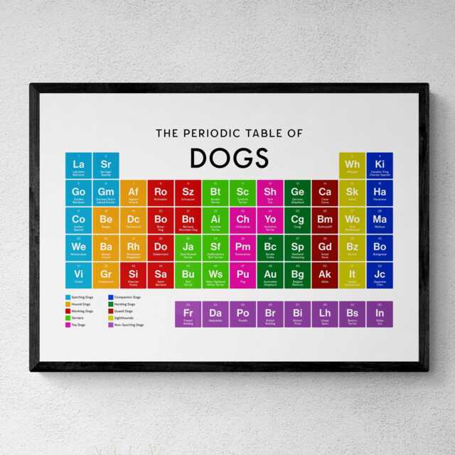Dogs Periodic Table Print, Poster Wall Art, Dog Gifts - image 1