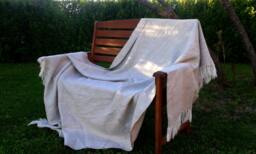 Natural Rustic Linen Bed Cover/Throw With Fringes - thumbnail 1