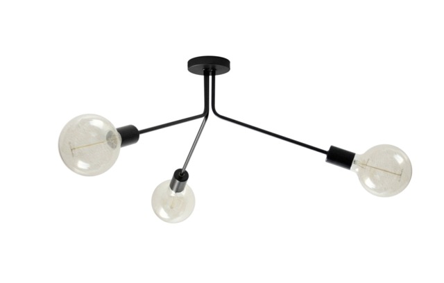 Meli - Geometric Black Chandelier Modern 3-Arm Ceiling Light - image 1
