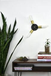 3 Adjustable Arm Wall Sconce - Brass Or Custom Finish Led Antique Bulbs Unique Semi Flush Ceiling Light Fixture - thumbnail 2