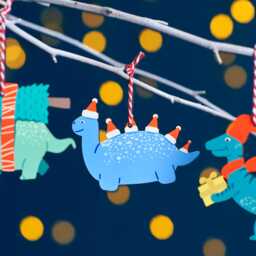 Set Of Four Children's Dinosaur Christmas Decorations - thumbnail 3