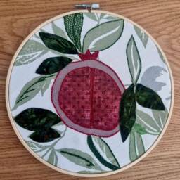 Pomegranate Wall Hanging Hand Embroidered Finished Hoop Art - thumbnail 2