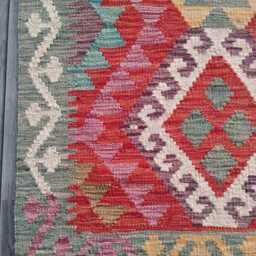 Kilim Rug Multicolour, Handmade Artisan Afghan Turkish Persian Qashqai Navajo Bohemian Natural Wool Flatweave 132x77 cm - thumbnail 4