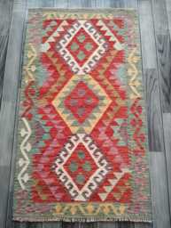 Kilim Rug Multicolour, Handmade Artisan Afghan Turkish Persian Qashqai Navajo Bohemian Natural Wool Flatweave 132x77 cm - thumbnail 1
