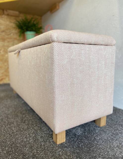 Large Ottoman in Blush Pink Herringbone - image 1