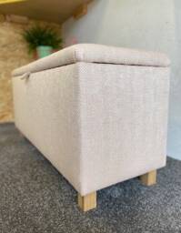 Large Ottoman in Blush Pink Herringbone - thumbnail 1