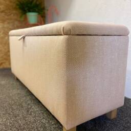 Large Ottoman in Blush Pink Herringbone - thumbnail 4
