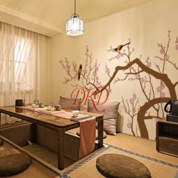 Nursery Wall Decal Sticker Kids - Cherry Blossoms Tree Decal Chinoiserie Art-Tree Branch With 2 Colored Birds-Dk489 - thumbnail 3