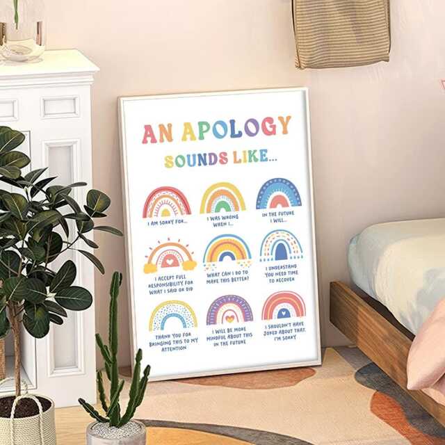 An Apology Sounds Like...affirmations Quote Art Canvas Poster, Classroom Quotes, Children's Room Aesthetic Decor, Printed Gift - image 1