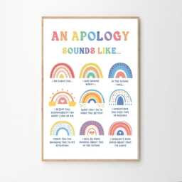 An Apology Sounds Like...affirmations Quote Art Canvas Poster, Classroom Quotes, Children's Room Aesthetic Decor, Printed Gift - thumbnail 2