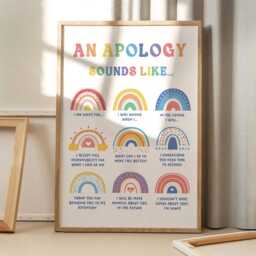 An Apology Sounds Like...affirmations Quote Art Canvas Poster, Classroom Quotes, Children's Room Aesthetic Decor, Printed Gift - thumbnail 3