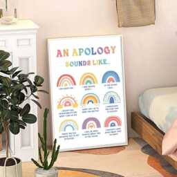 An Apology Sounds Like...affirmations Quote Art Canvas Poster, Classroom Quotes, Children's Room Aesthetic Decor, Printed Gift - thumbnail 1