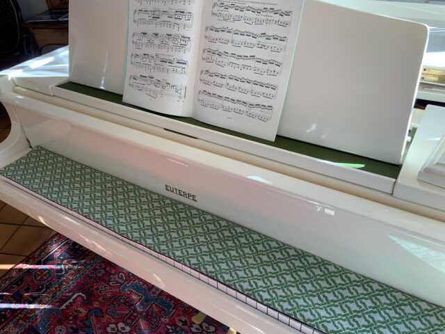 Piano Keyboard Cover/Digital Or Acoustic/Upholstery Fabric/Off-White Green/Lined With Thick Black Canvas/Music Room/Pianist Gift - image 1