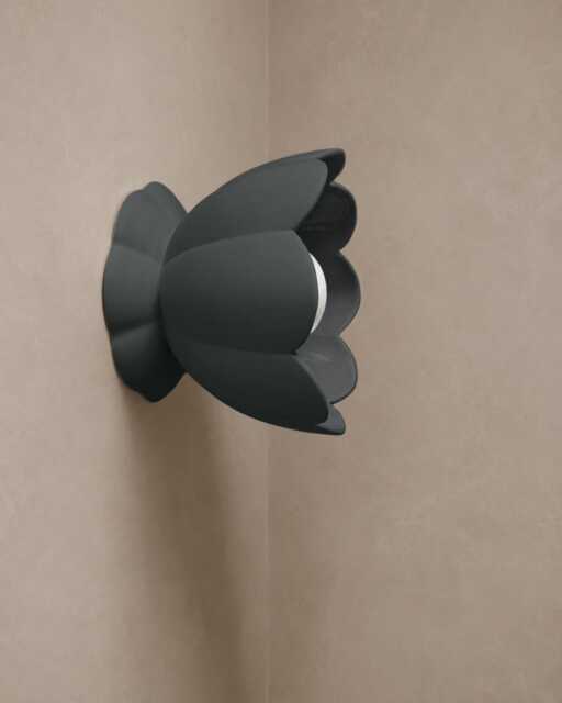 Small Vallea - Ceramic Flush Mount Wall Sconce Handmade Minimalist Flower Light Fixture in Shadow Charcoal Gray - image 1