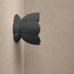 Small Vallea - Ceramic Flush Mount Wall Sconce Handmade Minimalist Flower Light Fixture in Shadow Charcoal Gray - thumbnail 2