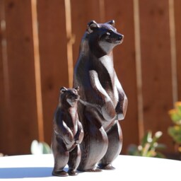 Wooden Bear Statue. Carved From A Solid Block Of Wenge. Standing Pose. Available in Different Sizes. Only 1 Bear Included With Purchase - thumbnail 2