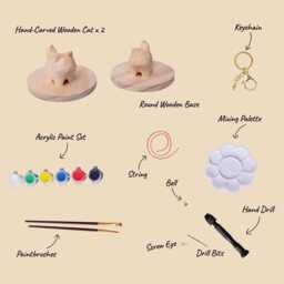 Hand-Carved Cat Painting Kit Personalized Keychain Craft - Gift For Lovers - thumbnail 2