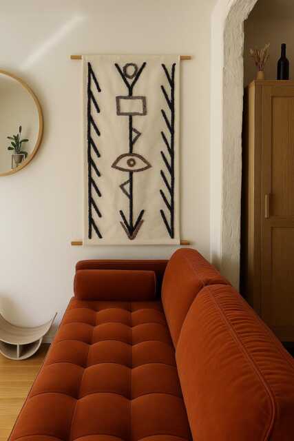 Eye Weaving Wall Hanging Boho Fiber Art Tapestry - image 1