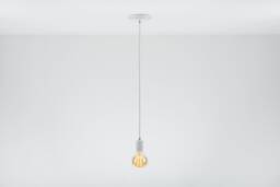 Bjorn Single Ceiling Pendant Lamp White Textile Cable Raw Brass - thumbnail 1
