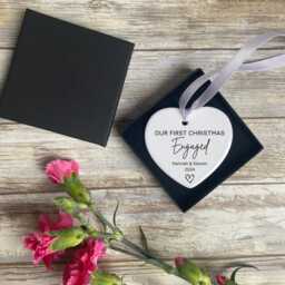 First Christmas Engaged Bauble, Engagement Gifts For Couple, Couple Gifts, 1st Xmas Engaged, Present Friends - thumbnail 2