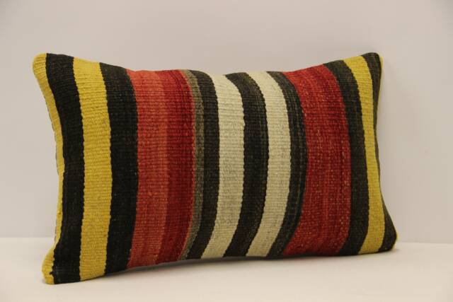 Ethnic Kilim Pillow, 12x20 Pillow Cover, Decorative Throw Cushion Cover, Bohemian Carpet Pillow, Handmade Lumbar Koef-852 - image 1
