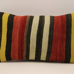 Ethnic Kilim Pillow, 12x20 Pillow Cover, Decorative Throw Cushion Cover, Bohemian Carpet Pillow, Handmade Lumbar Koef-852 - thumbnail 2