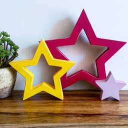 Set Of 3 Wooden Stars - Rustic Wood Star Freestanding Star Distressed Stars - thumbnail 3