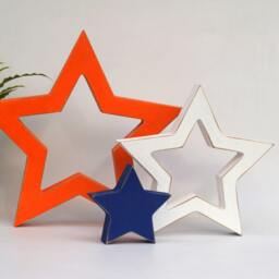Set Of 3 Wooden Stars - Rustic Wood Star Freestanding Star Distressed Stars - thumbnail 2