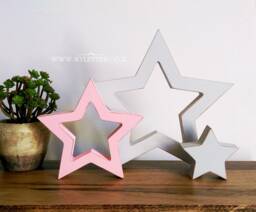 Set Of 3 Wooden Stars - Rustic Wood Star Freestanding Star Distressed Stars - thumbnail 1