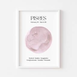 Pisces Zodiac Print - Astrology Prints Star Wall Art Celestial Sign Spiritual Poster Constellation Neptune Water - thumbnail 3