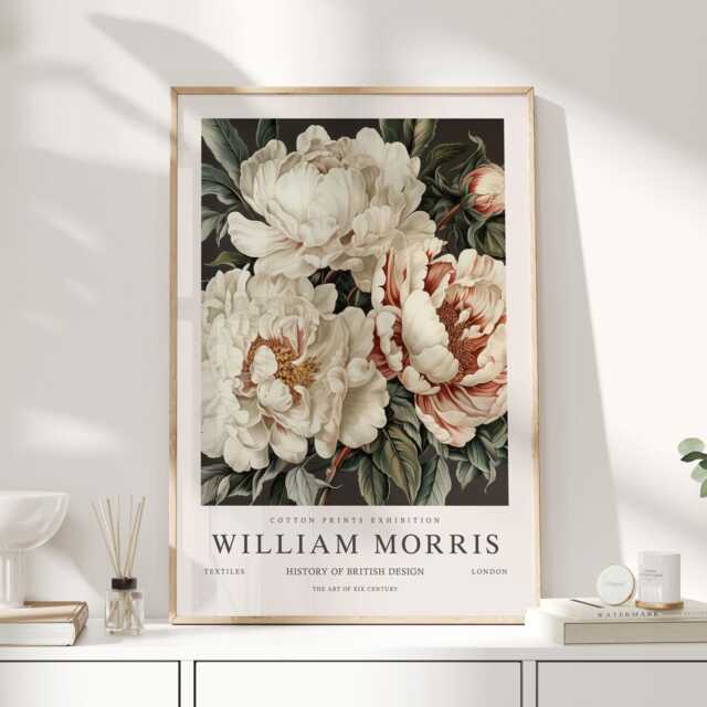 William Morris Print, Art, Exhibition Poster, Botanical Gifts, Peony Decor, Art Wall - image 1