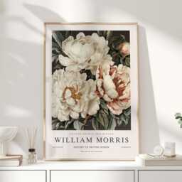 William Morris Print, Art, Exhibition Poster, Botanical Gifts, Peony Decor, Art Wall - thumbnail 1