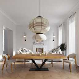 Grantham V Base Dining Table Rustic Solid Wood Industrial Straight Edge Steel - thumbnail 2